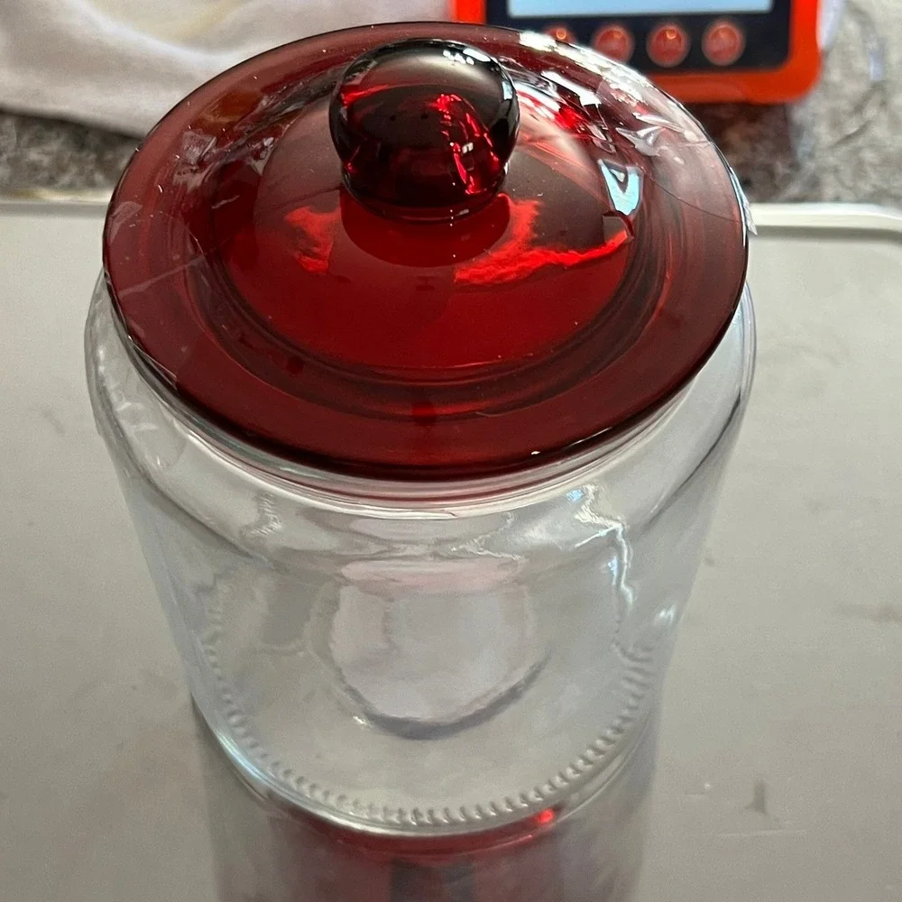 Horizon Group Glass Heart Jars Set of 2 OS Clear Red Brand New Valentine Decor